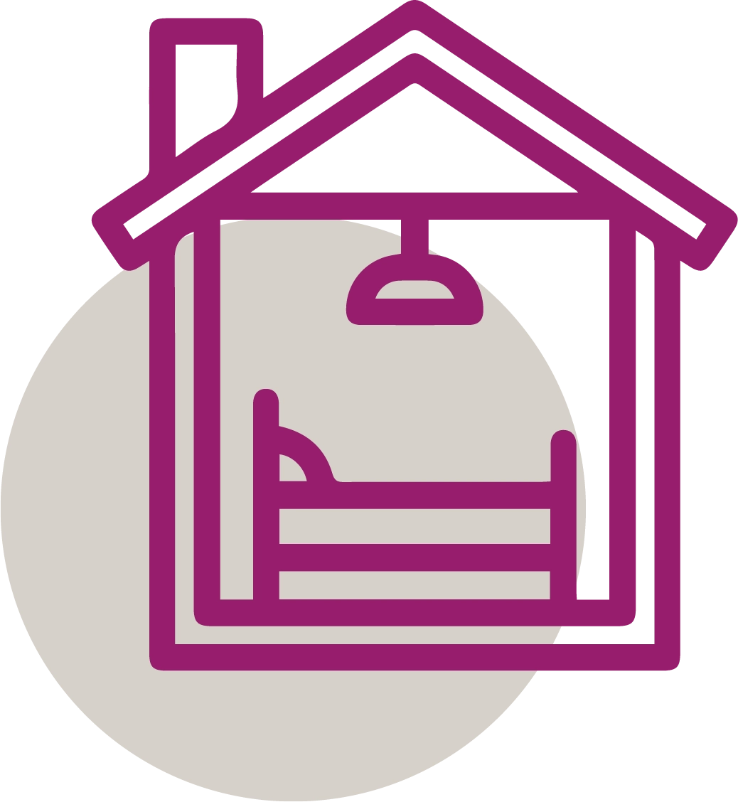 Symbolgrafik eines Schlafzimmers im Haus, ideal für Immobilien und Unterkunftssuche.